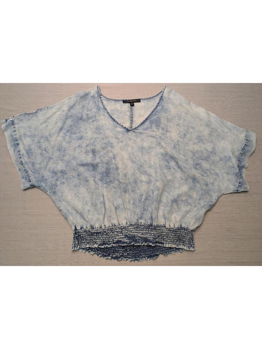 Mark New York Peasant Boho Tie Dye Blue Elastic Blouse 2X